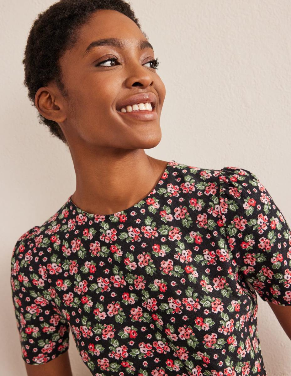 облекло Boden рокля от трико с възли отпред черна и диамантена роза Жени LL681145