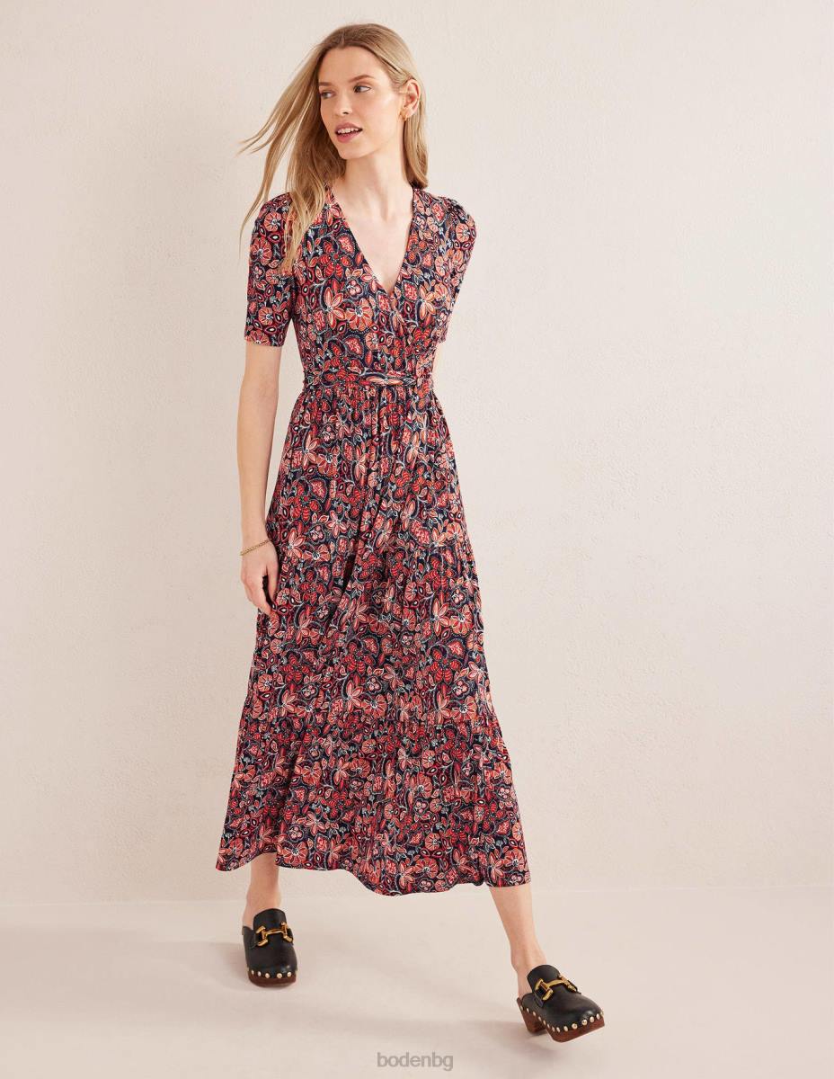 облекло Boden макси рокля от трико от трико ръжда и ориенталска лилия Жени LL681148