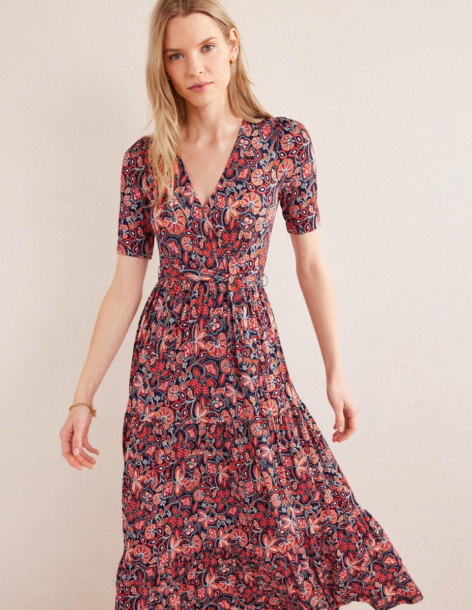 облекло Boden макси рокля от трико от трико ръжда и ориенталска лилия Жени LL681148