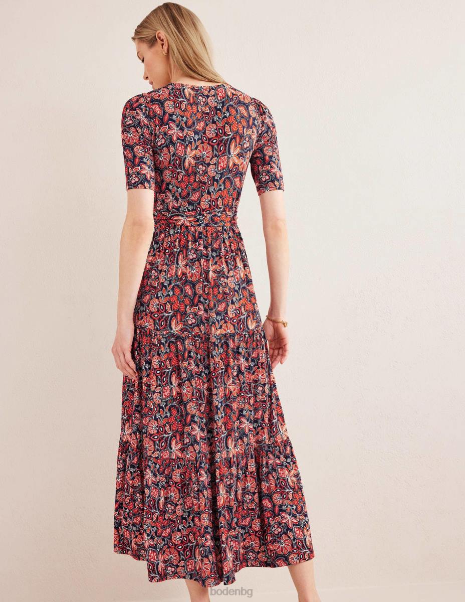 облекло Boden макси рокля от трико от трико ръжда и ориенталска лилия Жени LL681148