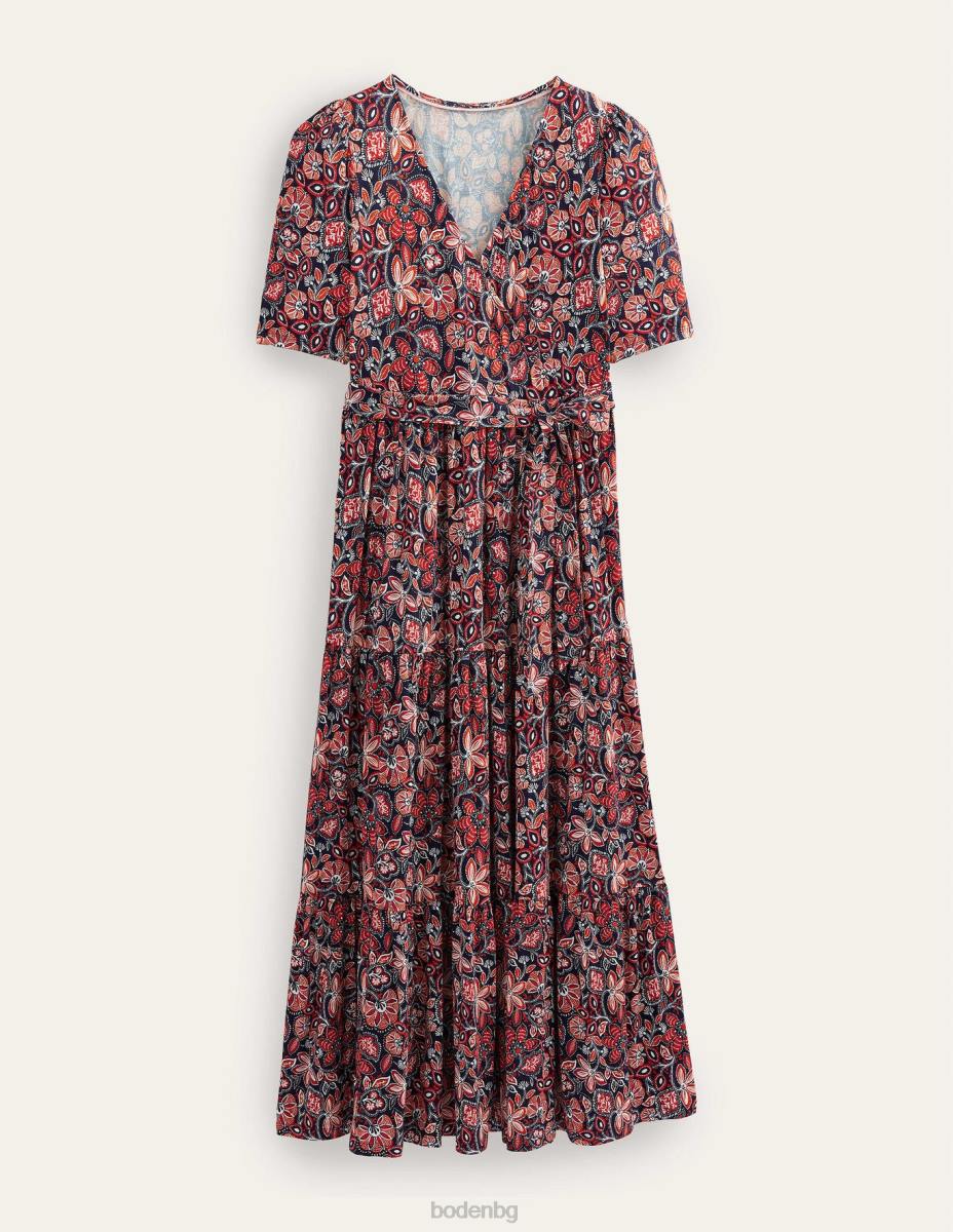облекло Boden макси рокля от трико от трико ръжда и ориенталска лилия Жени LL681148