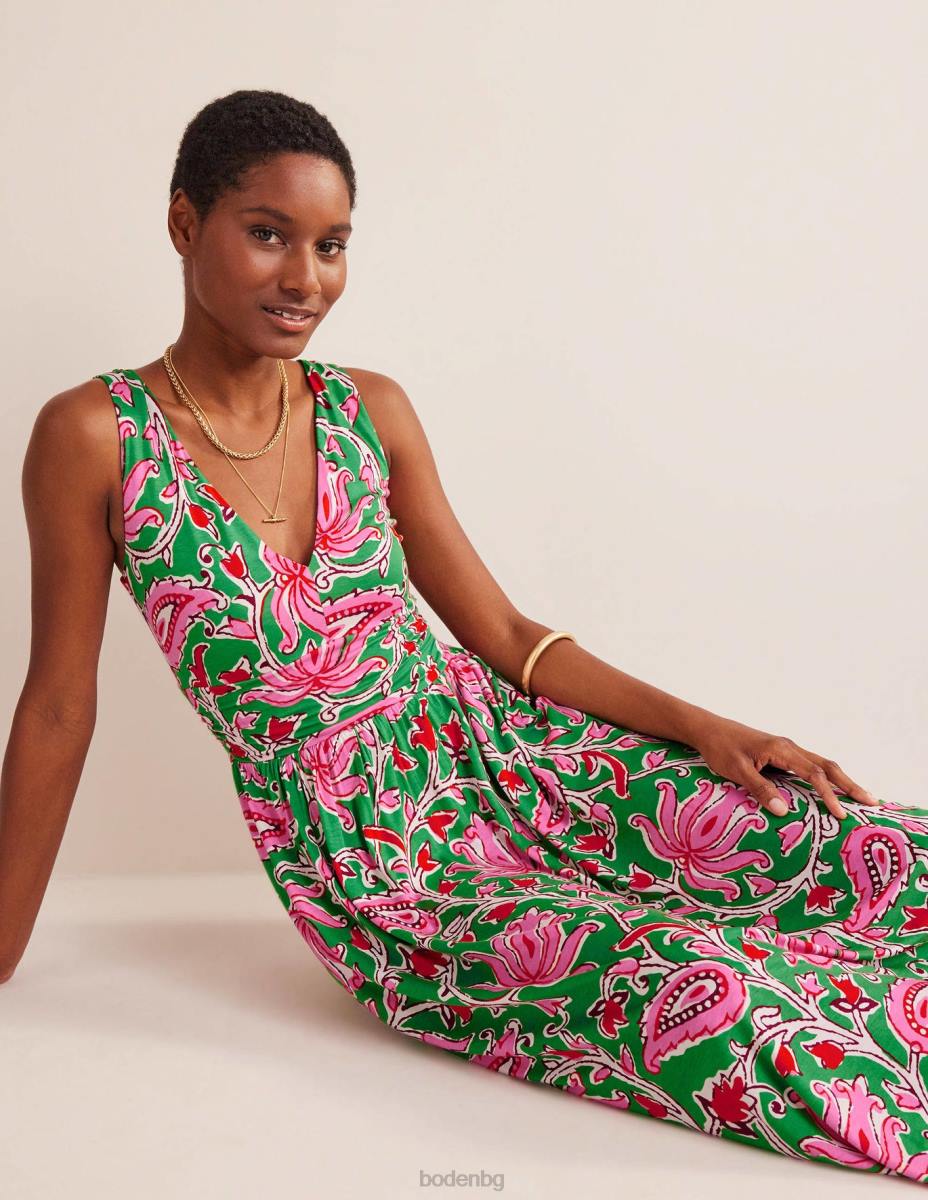 облекло Boden макси рокля от трико без ръкави липа и ботаническа лоза Жени LL681151