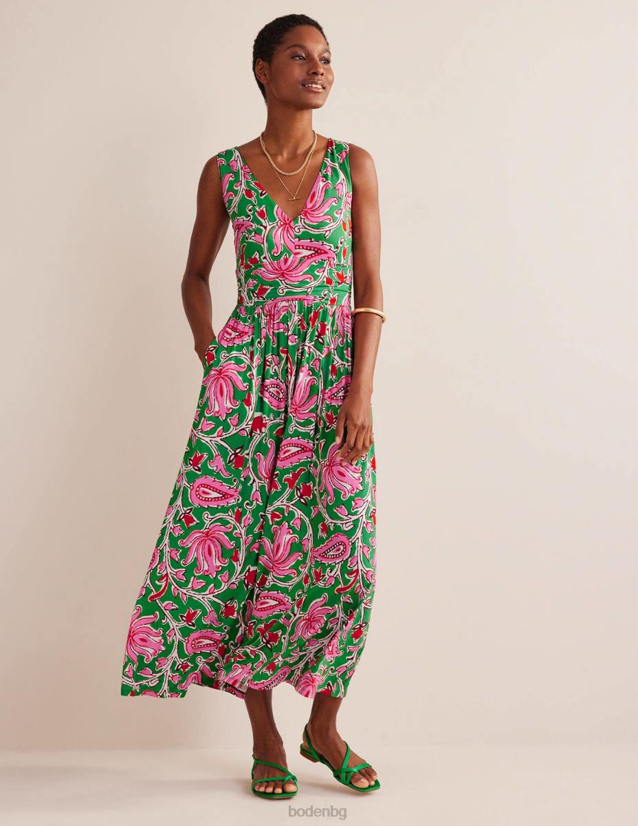 облекло Boden макси рокля от трико без ръкави липа и ботаническа лоза Жени LL681151