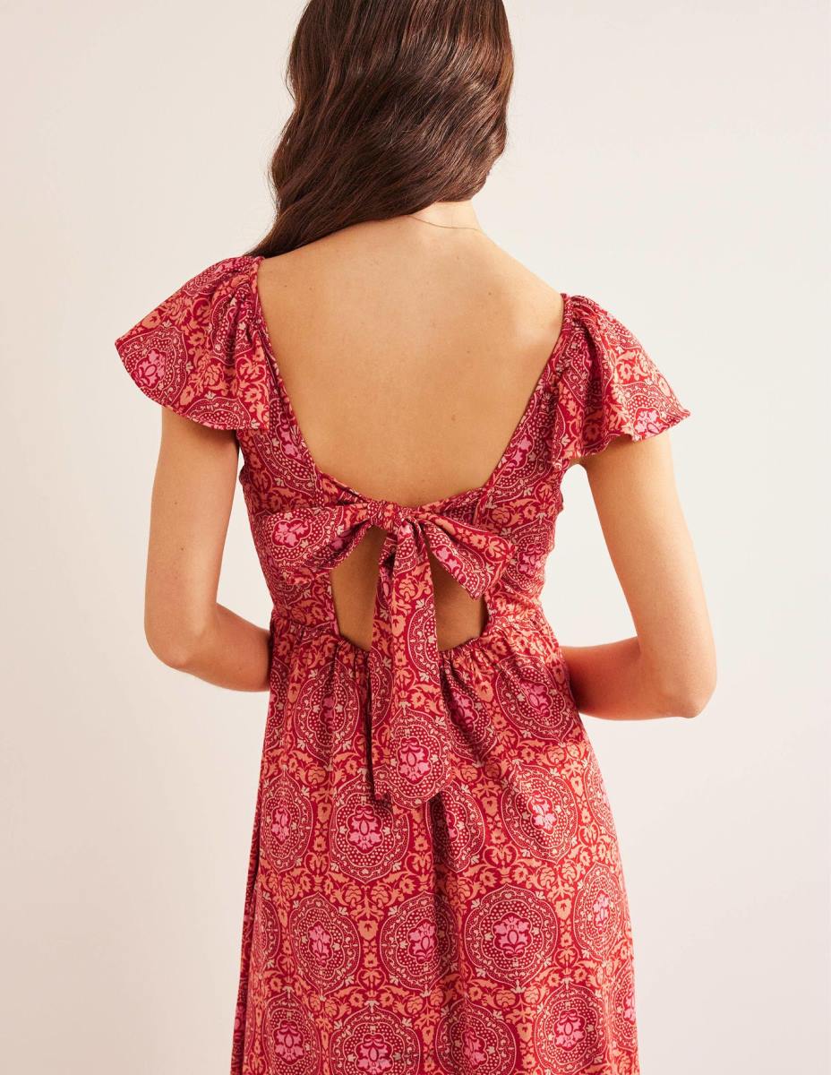 облекло Boden макси рокля от трико със завързване на гърба коледна звезда и екзотична плочка Жени LL681168