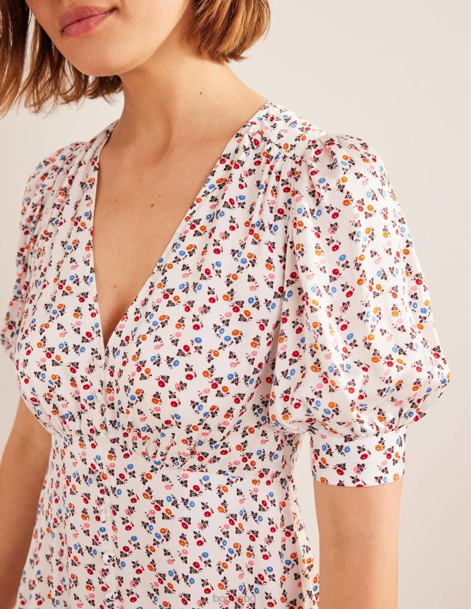 облекло Boden сатенена чаена рокля слонова кост и сладка маргаритка Жени LL681169