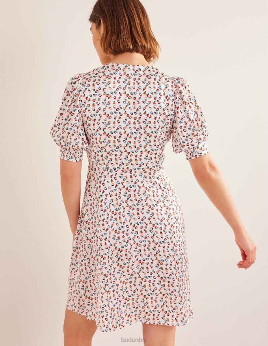 облекло Boden сатенена чаена рокля слонова кост и сладка маргаритка Жени LL681169