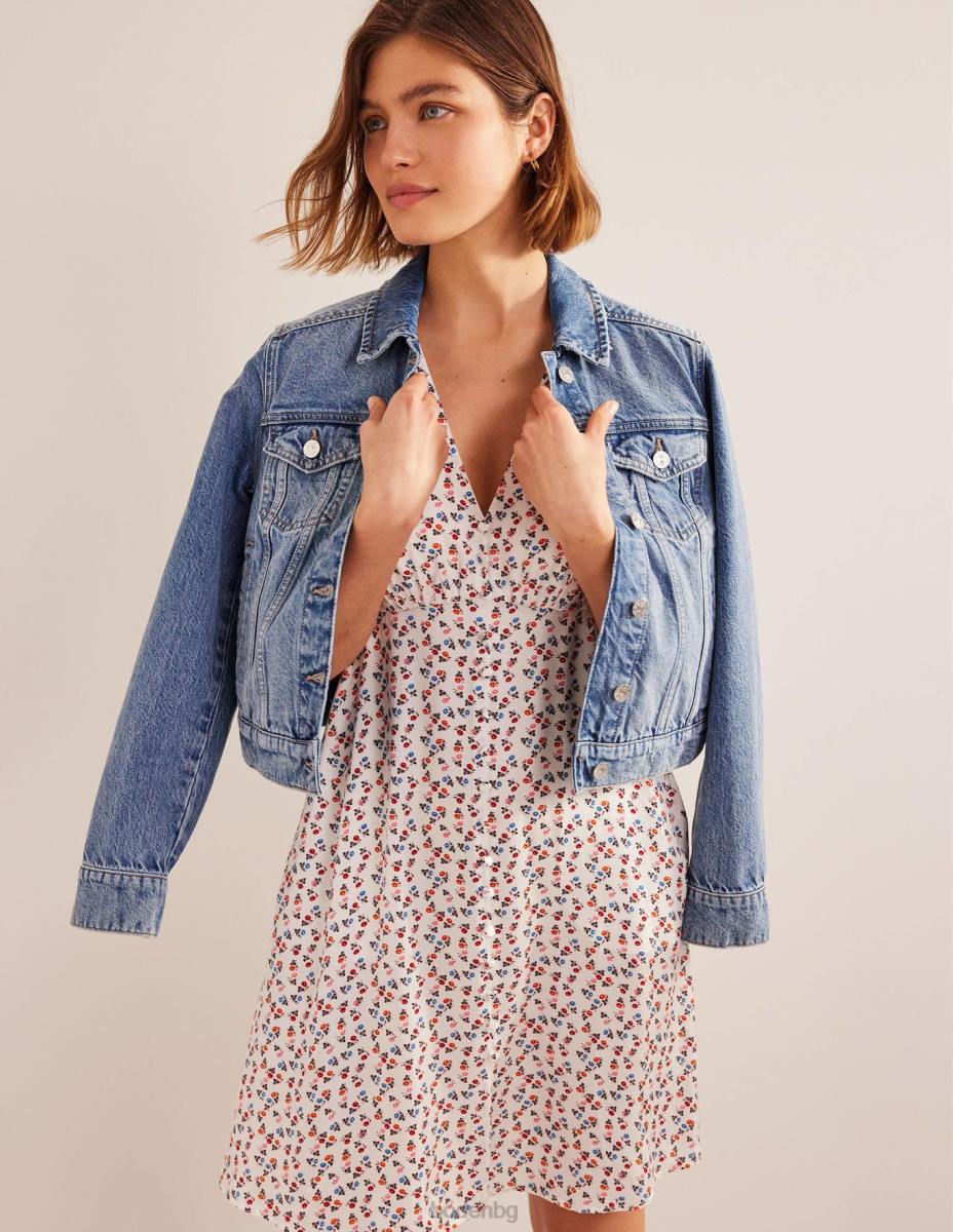 облекло Boden сатенена чаена рокля слонова кост и сладка маргаритка Жени LL681169