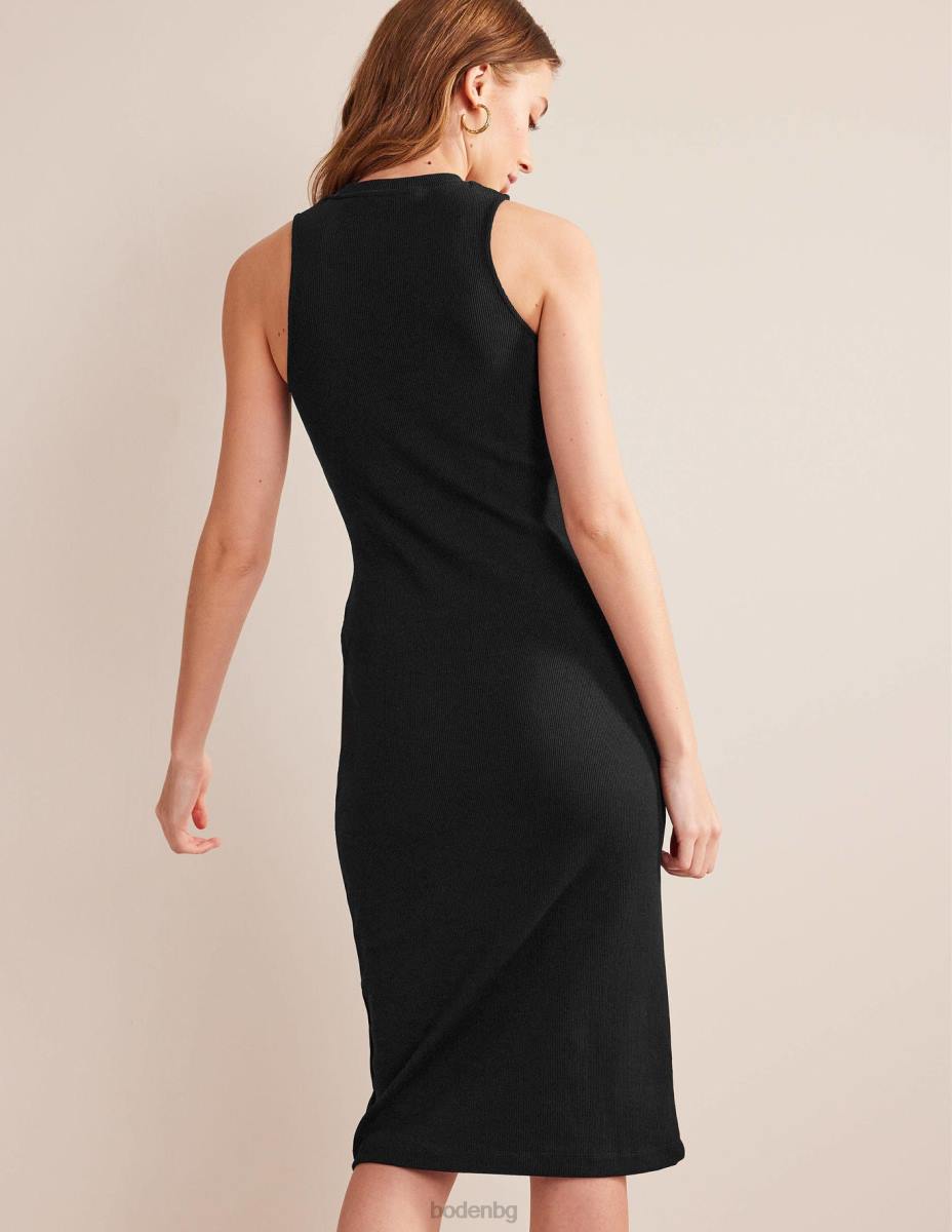 облекло Boden миди рокля от джърси със състезателно ребро черен Жени LL681173