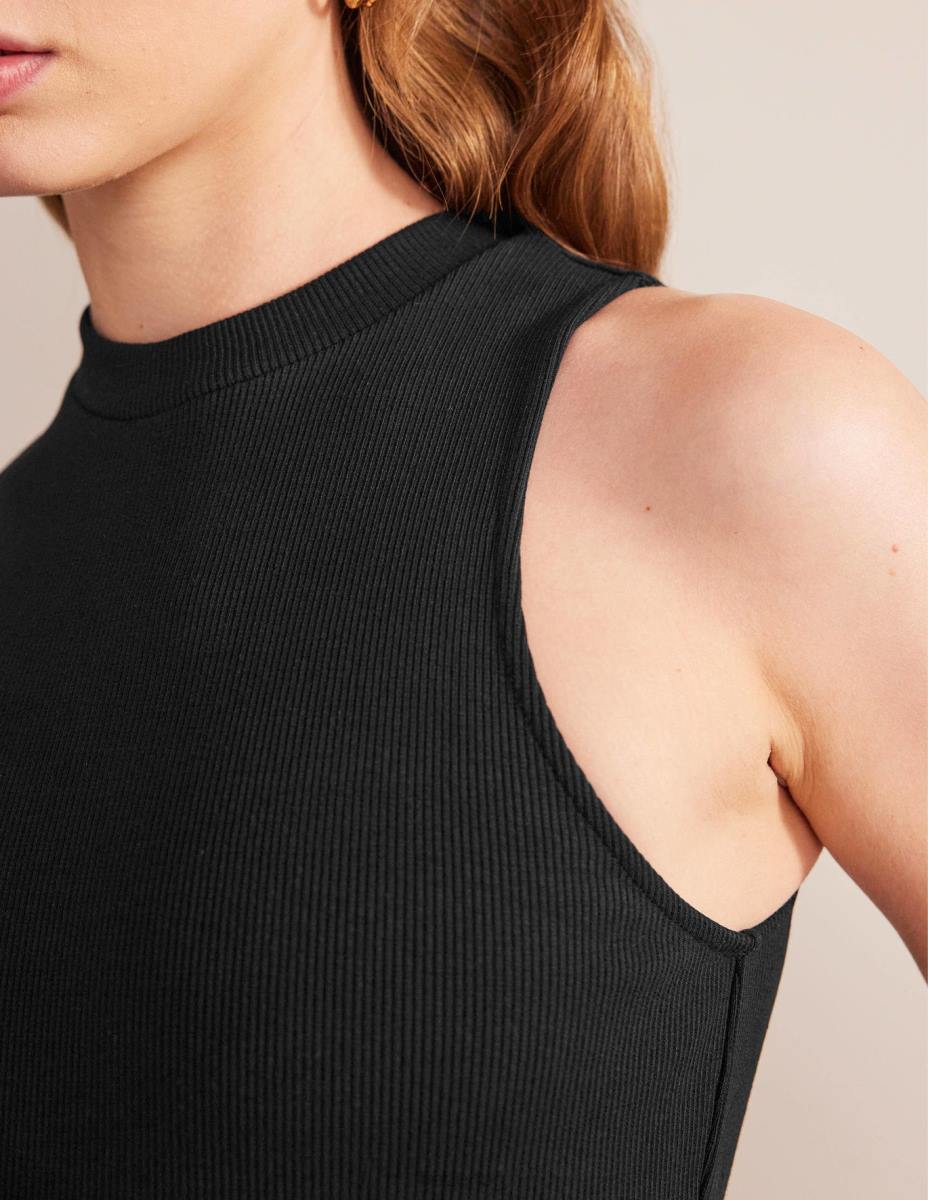 облекло Boden миди рокля от джърси със състезателно ребро черен Жени LL681173