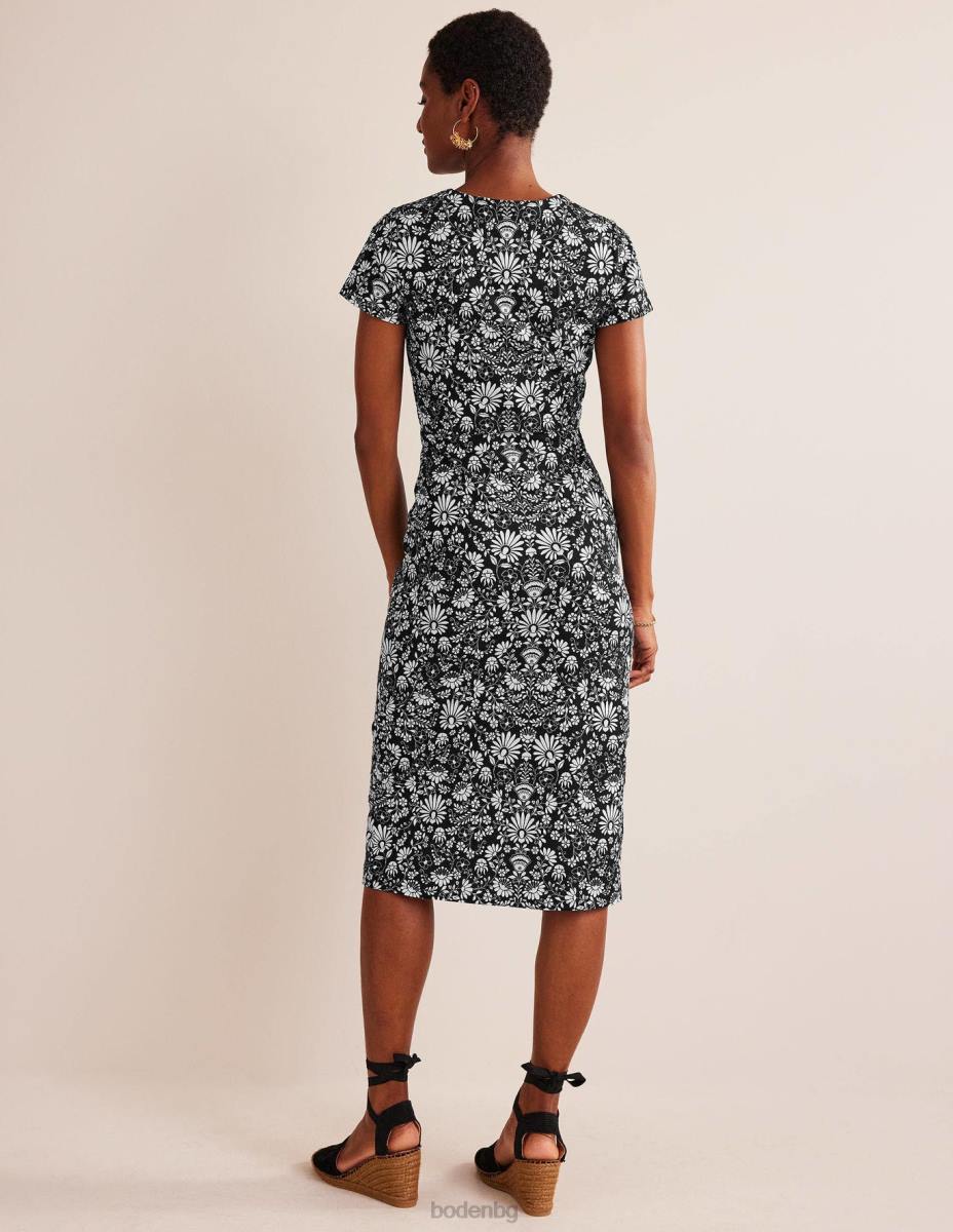 облекло Boden миди рокля от трико клонче черна и гардения Жени LL681175