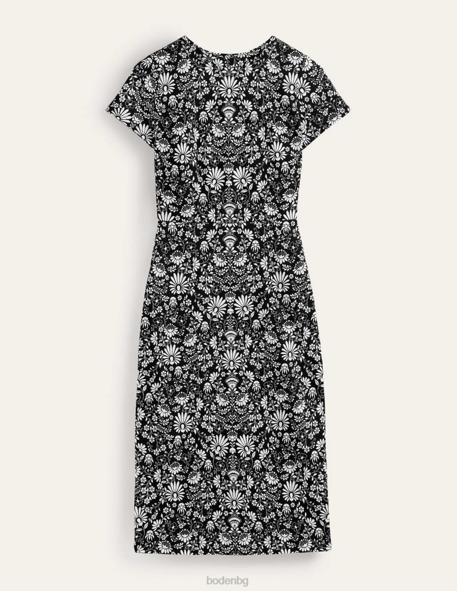 облекло Boden миди рокля от трико клонче черна и гардения Жени LL681175