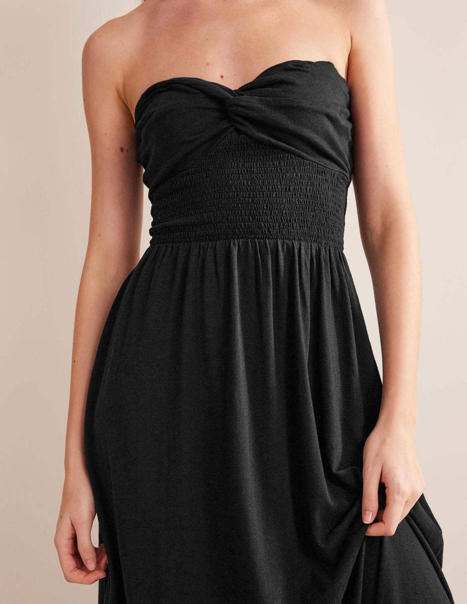 облекло Boden миди рокля от трико с усукване отпред черен Жени LL681179