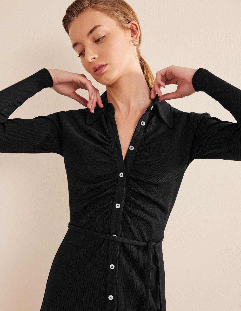 облекло Boden рокля с миди риза от трико черен Жени LL681196