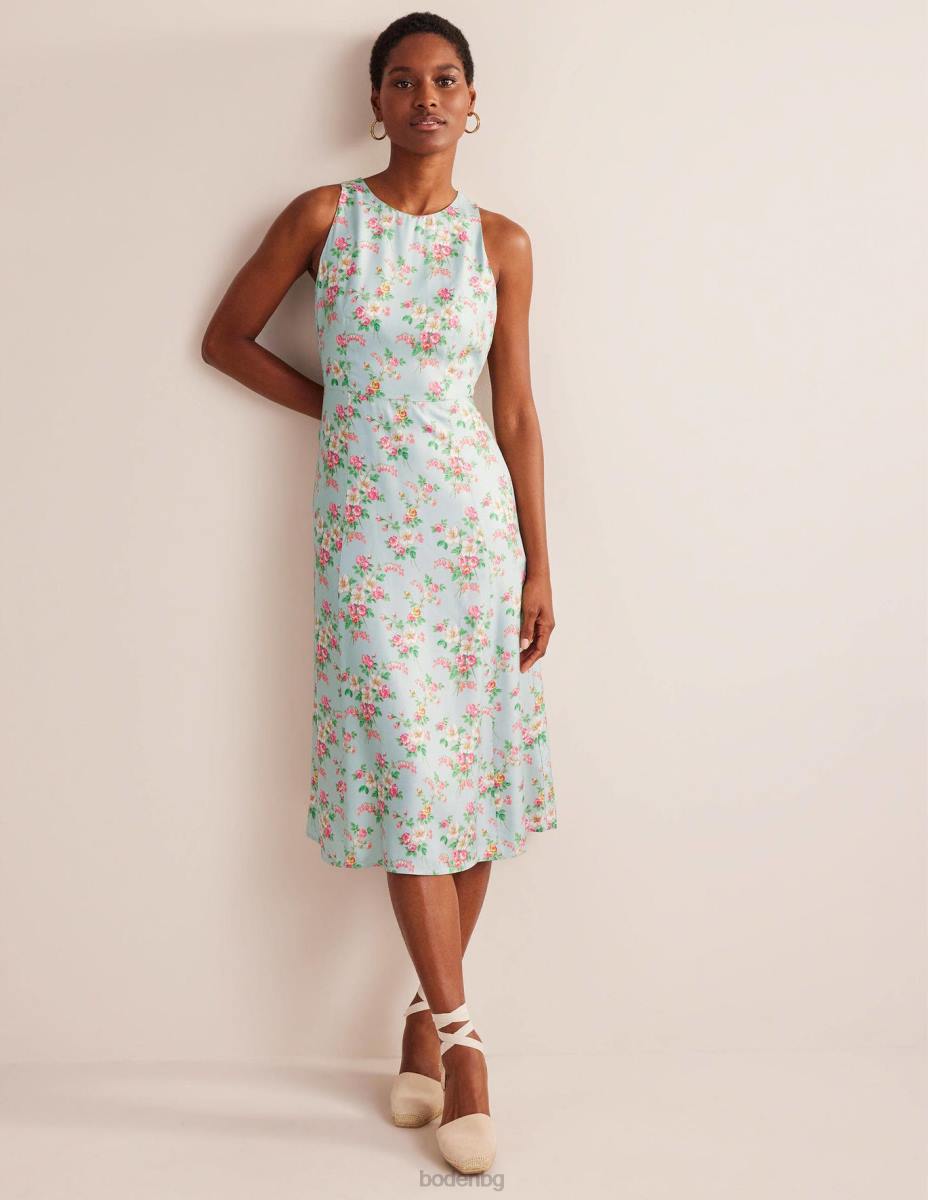 облекло Boden прилепнала миди рокля бледозелено и винтидж флорално Жени LL681201