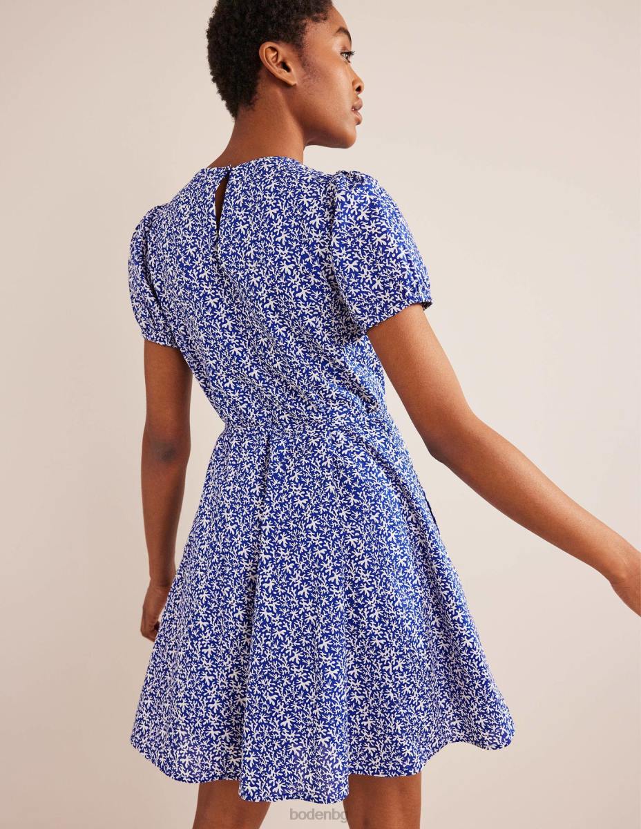 облекло Boden мини рокля с пълна пола синя и абстрактна зеленина Жени LL681205