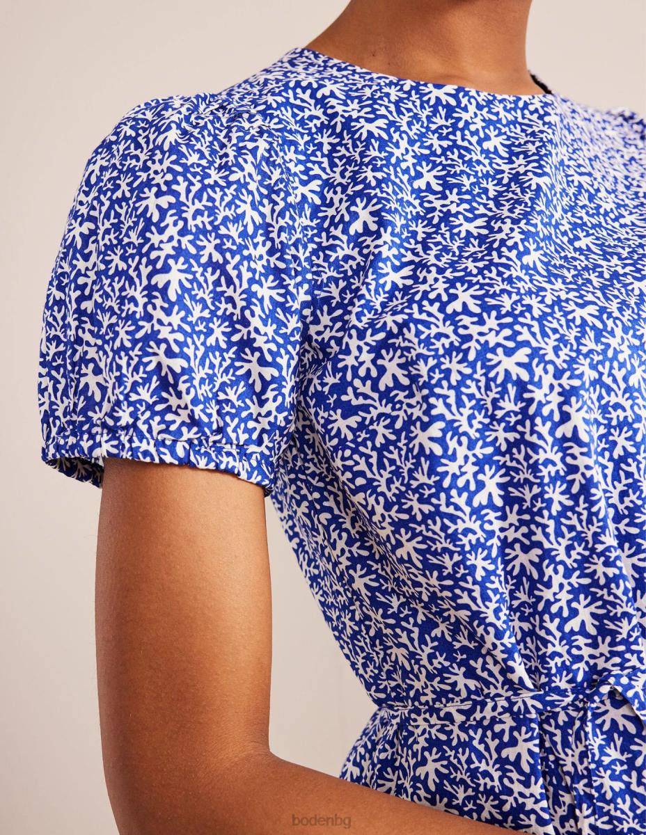 облекло Boden мини рокля с пълна пола синя и абстрактна зеленина Жени LL681205