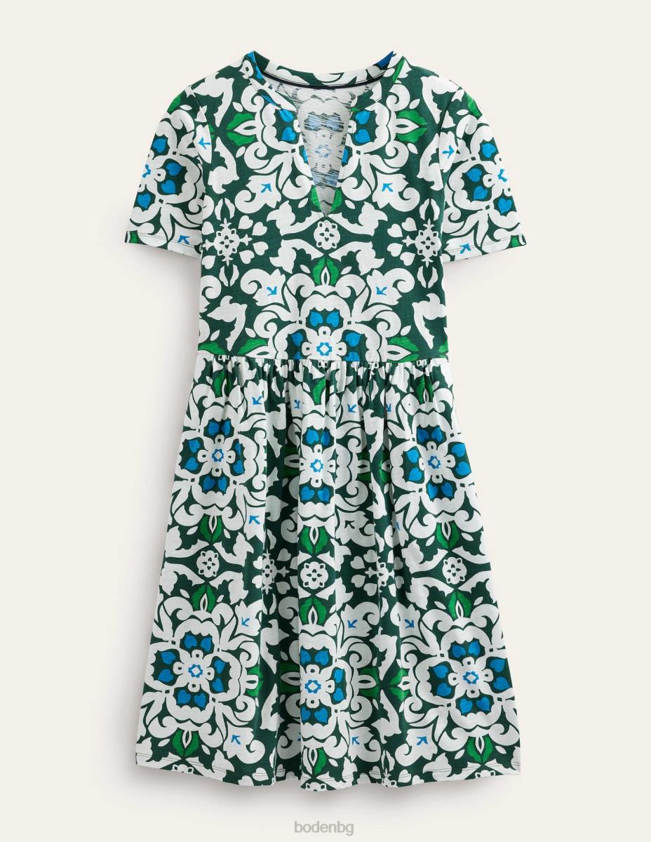 облекло Boden рокля от трико с лесно деколте трекинг зелено и пищна семка Жени LL681210