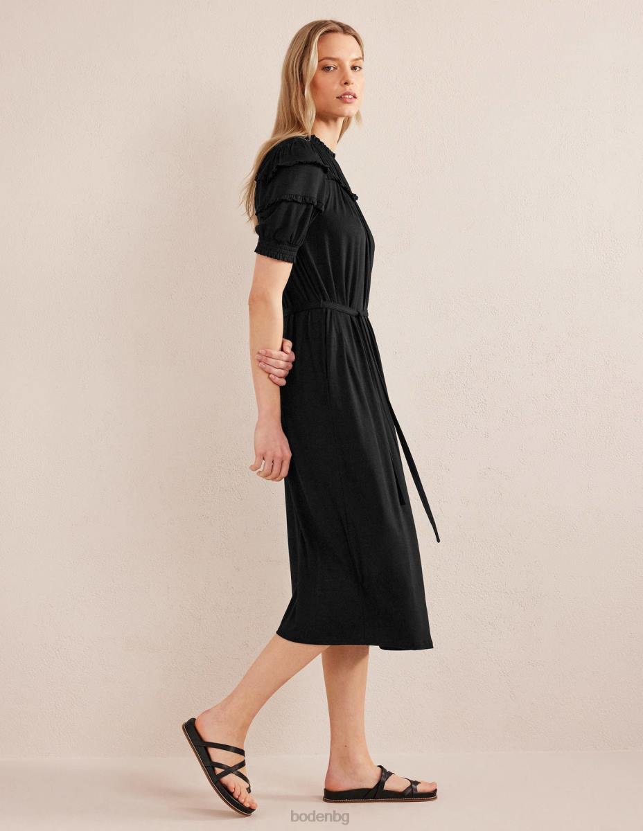 облекло Boden миди рокля от трико с детайли на кокетката черен Жени LL681224