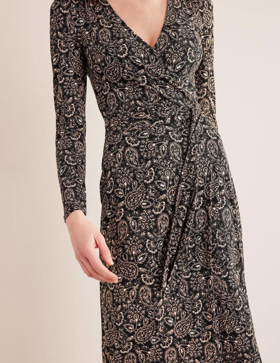 облекло Boden макси рокля от трико черна и пейсли тераса Жени LL681237