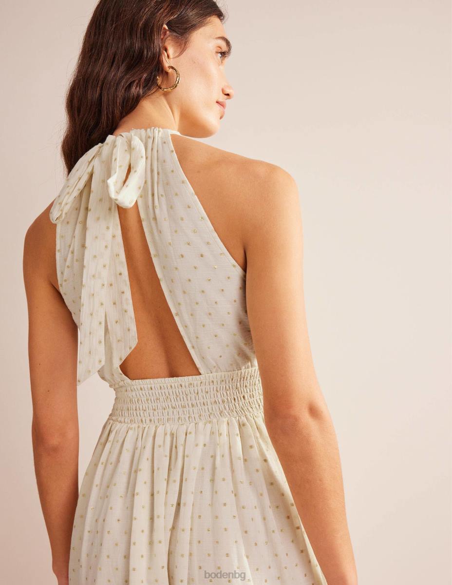 облекло Boden макси рокля с метален детайл клипс от слонова кост и злато Жени LL681247