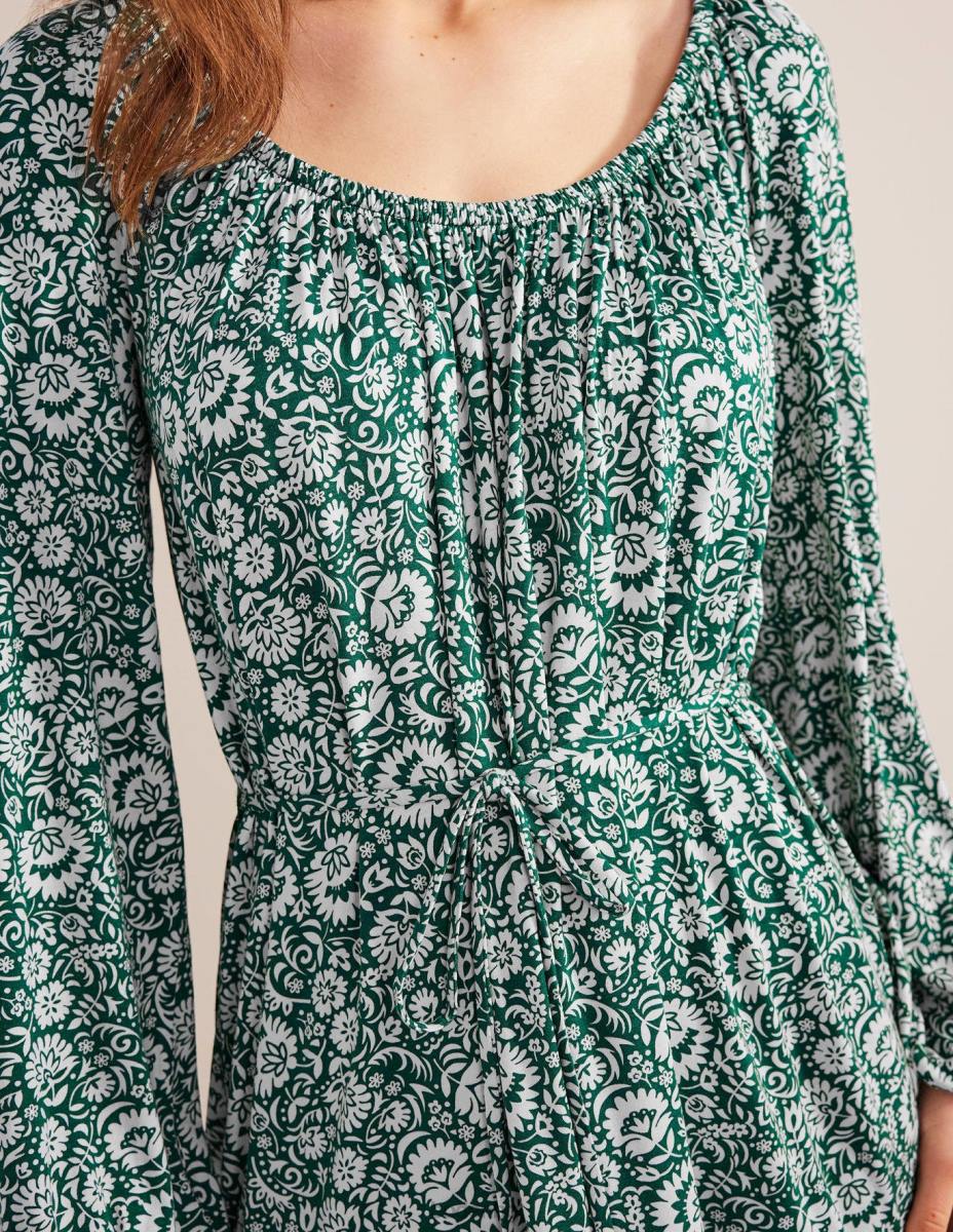 облекло Boden мини рокля от трико с много нива бутилка зелено и цъфтяща каскада Жени LL681248