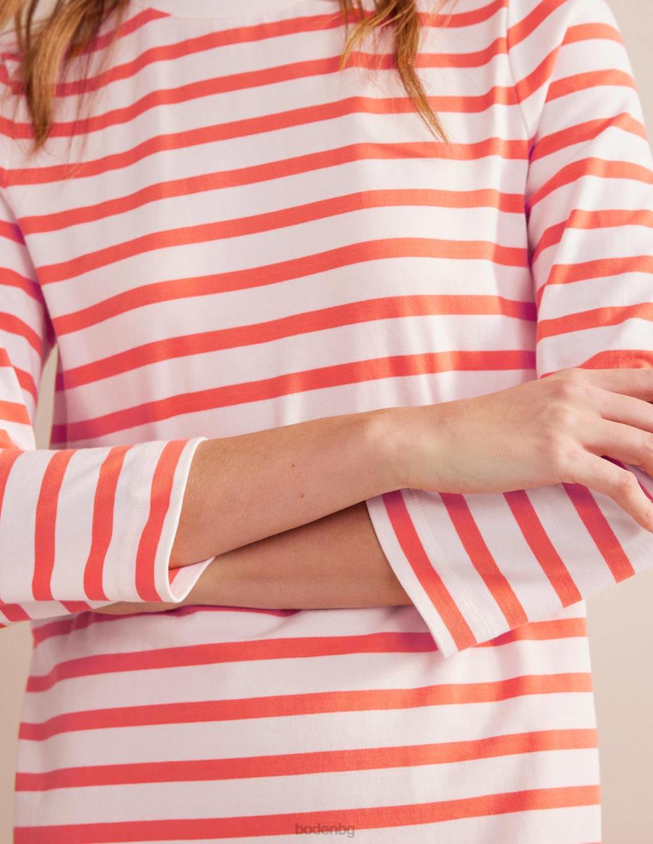 облекло Boden мини тениска от трико ивица от слонова кост и райска ябълка Жени LL681253