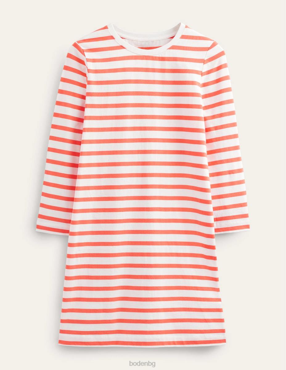 облекло Boden мини тениска от трико ивица от слонова кост и райска ябълка Жени LL681253