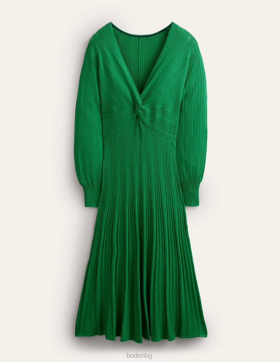 облекло Boden извита предна плетена миди рокля високопланинско зелено Жени LL681254