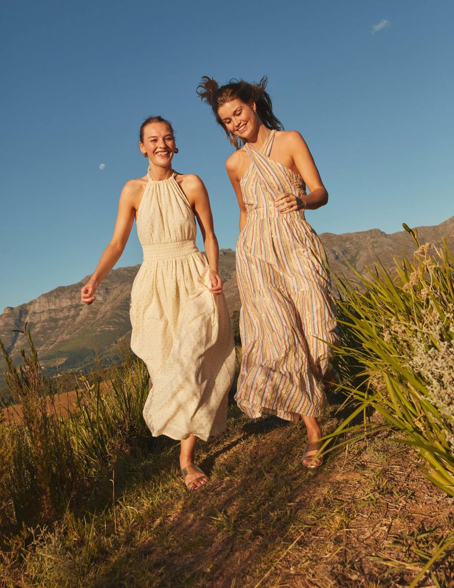 облекло Boden макси рокля с метални райета метални многоленти Жени LL681261