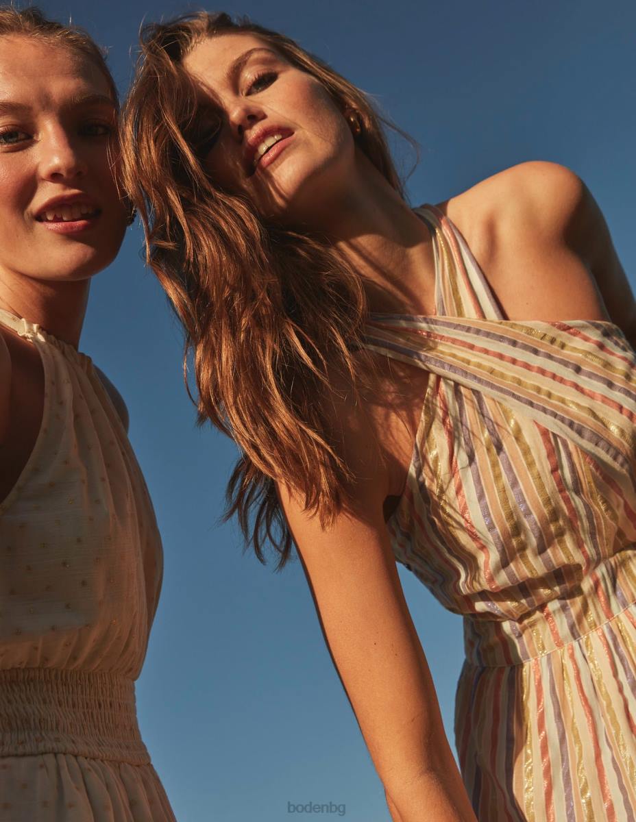 облекло Boden макси рокля с метални райета метални многоленти Жени LL681261