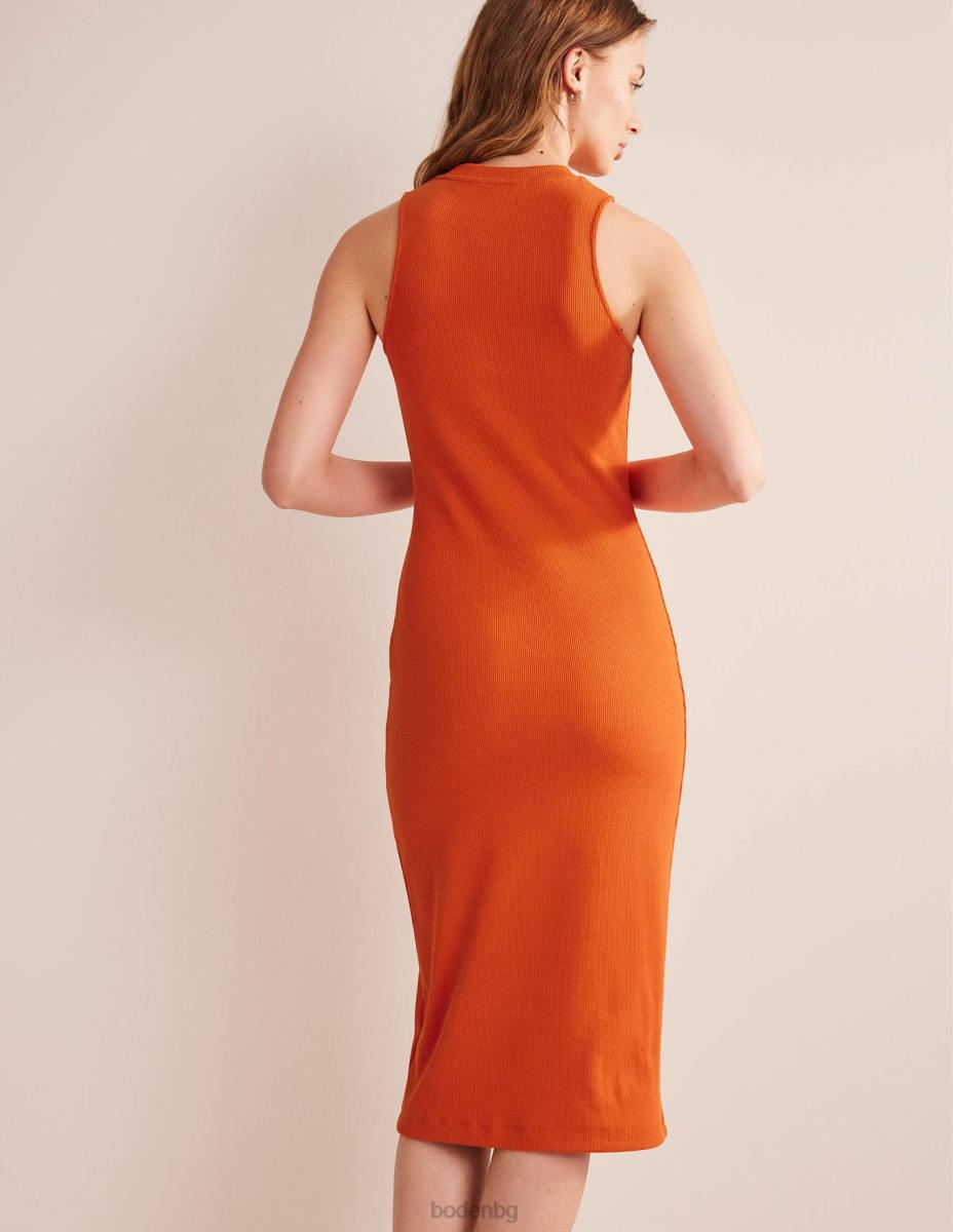 облекло Boden миди рокля от джърси със състезателно ребро кумкуат Жени LL681296