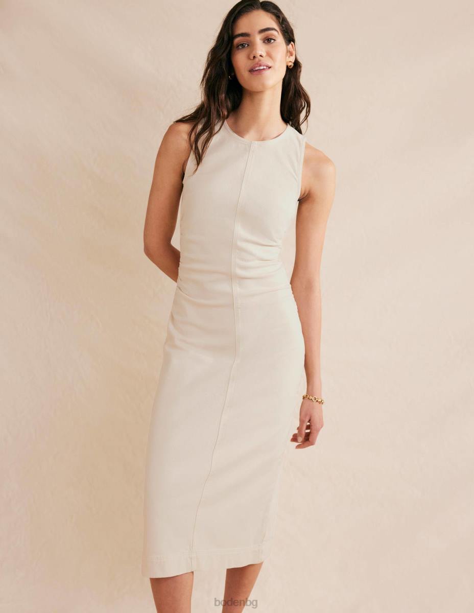 облекло Boden миди рокля с колони отстрани екрю деним Жени LL681304