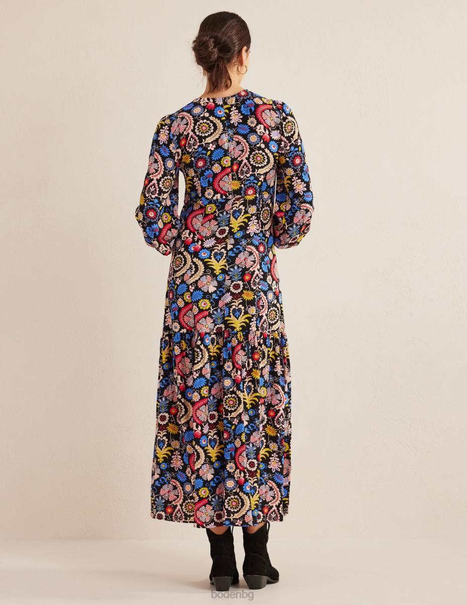 облекло Boden макси рокля с маншет мулти и тропически чар Жени LL681312