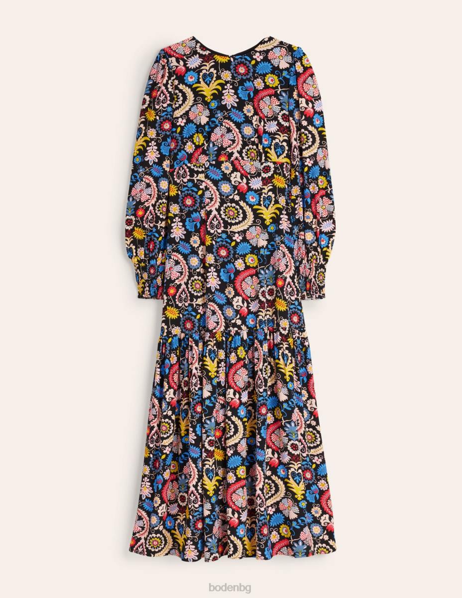 облекло Boden макси рокля с маншет мулти и тропически чар Жени LL681312