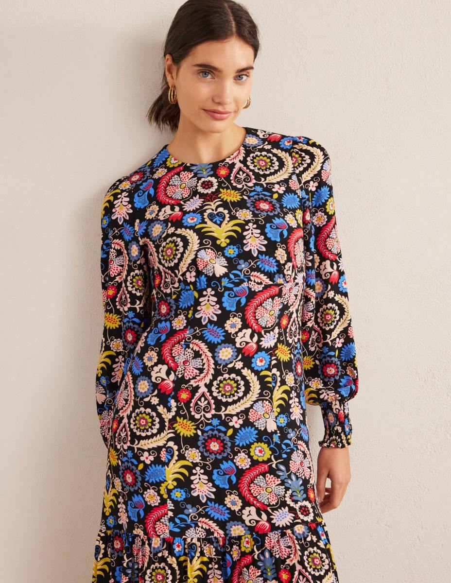 облекло Boden макси рокля с маншет мулти и тропически чар Жени LL681312