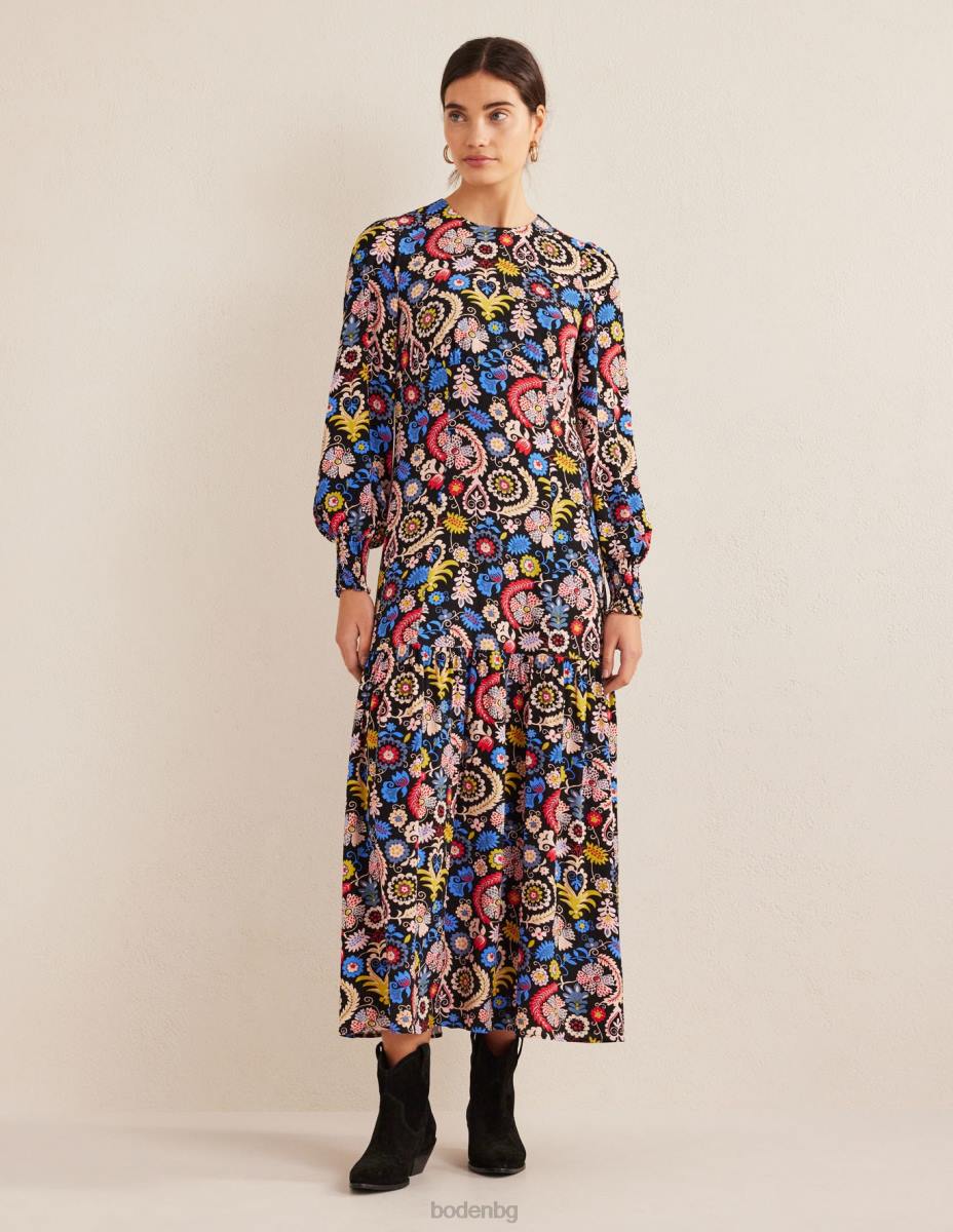 облекло Boden макси рокля с маншет мулти и тропически чар Жени LL681312