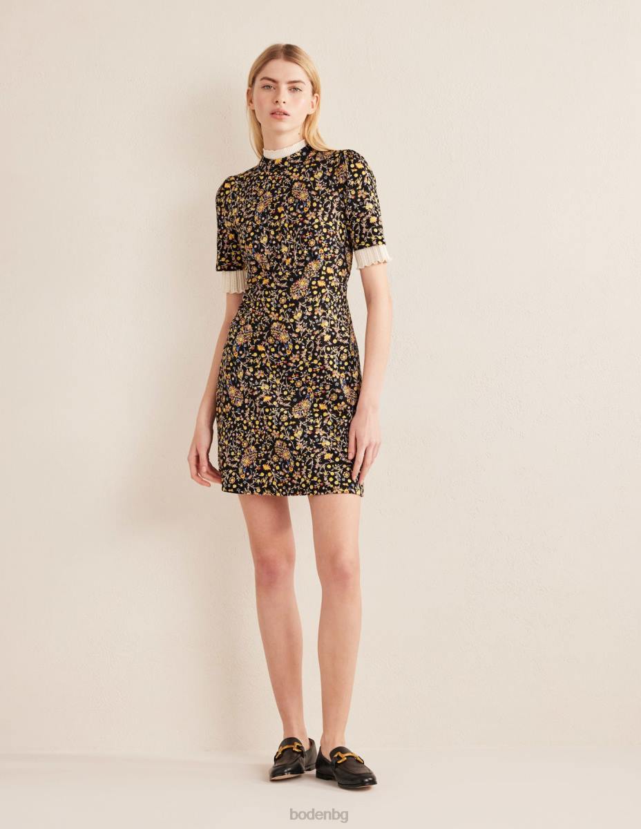 облекло Boden мини рокля от трико пейсли от черни и диви цветя Жени LL681346