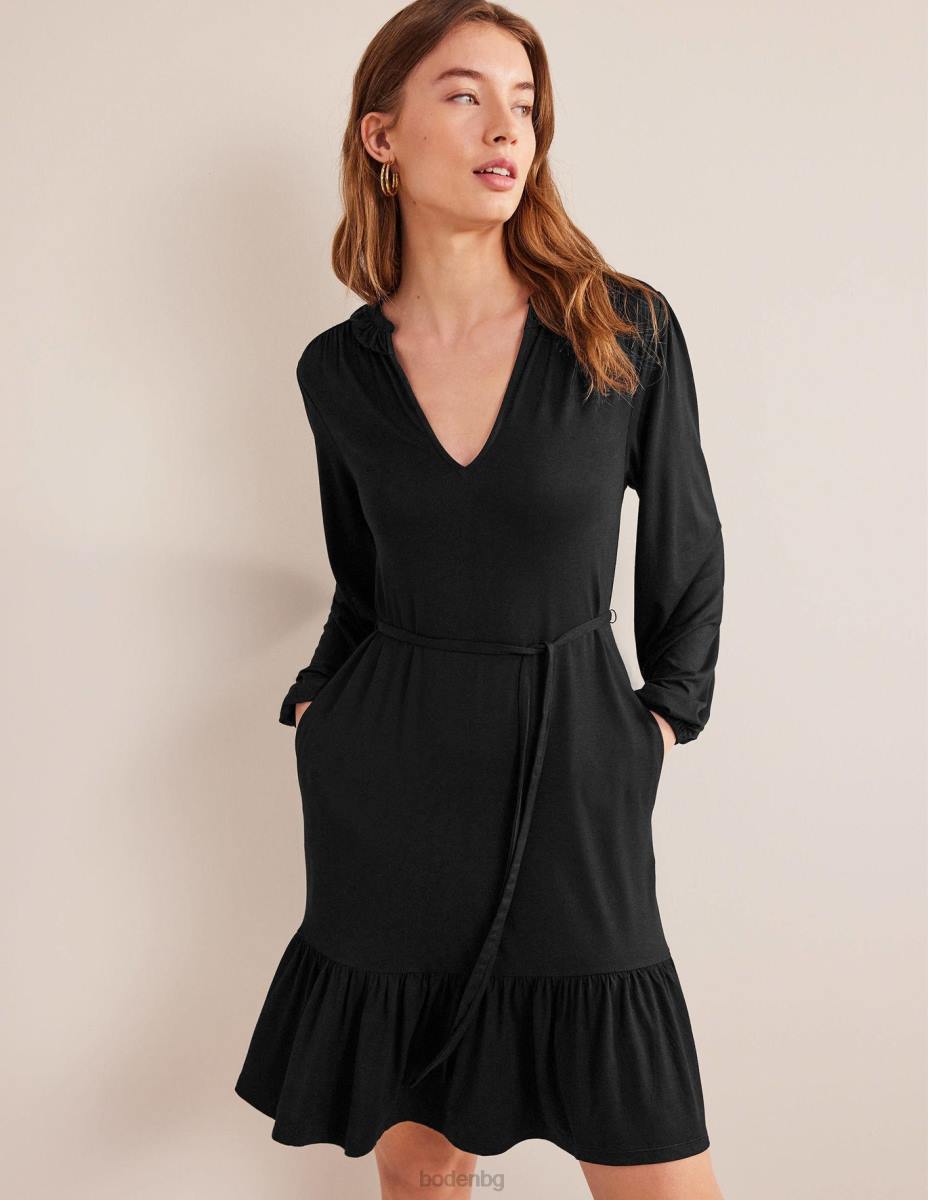 облекло Boden рокля от трико с врязана деколте черен Жени LL681363