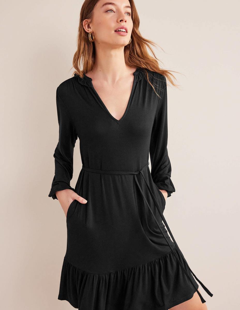 облекло Boden рокля от трико с врязана деколте черен Жени LL681363