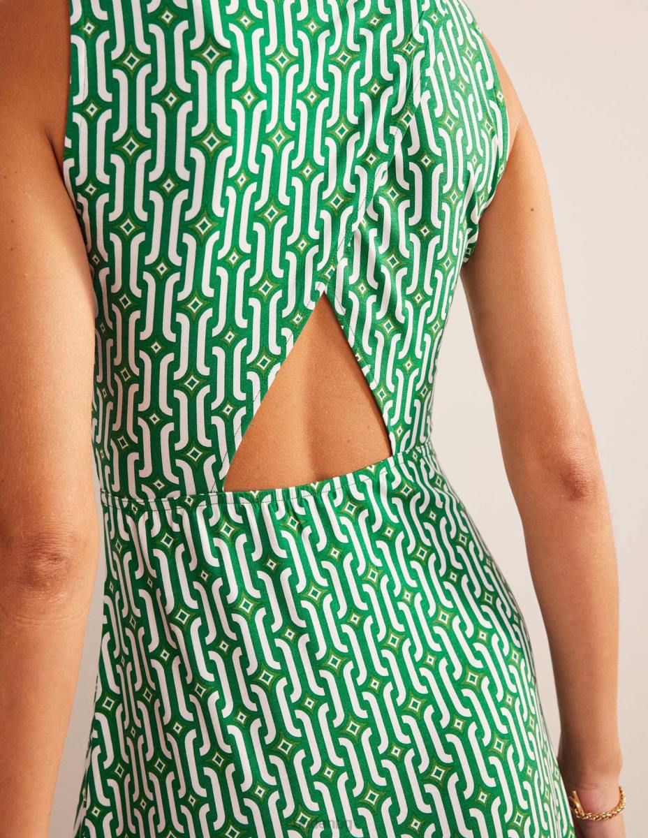 облекло Boden разкроена миди рокля от трико ярко изумрудено и лазурно гео Жени LL681388