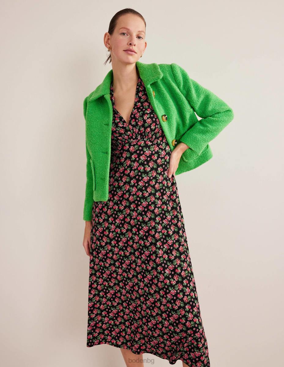 облекло Boden миди рокля от трико черна и диамантена роза Жени LL681400