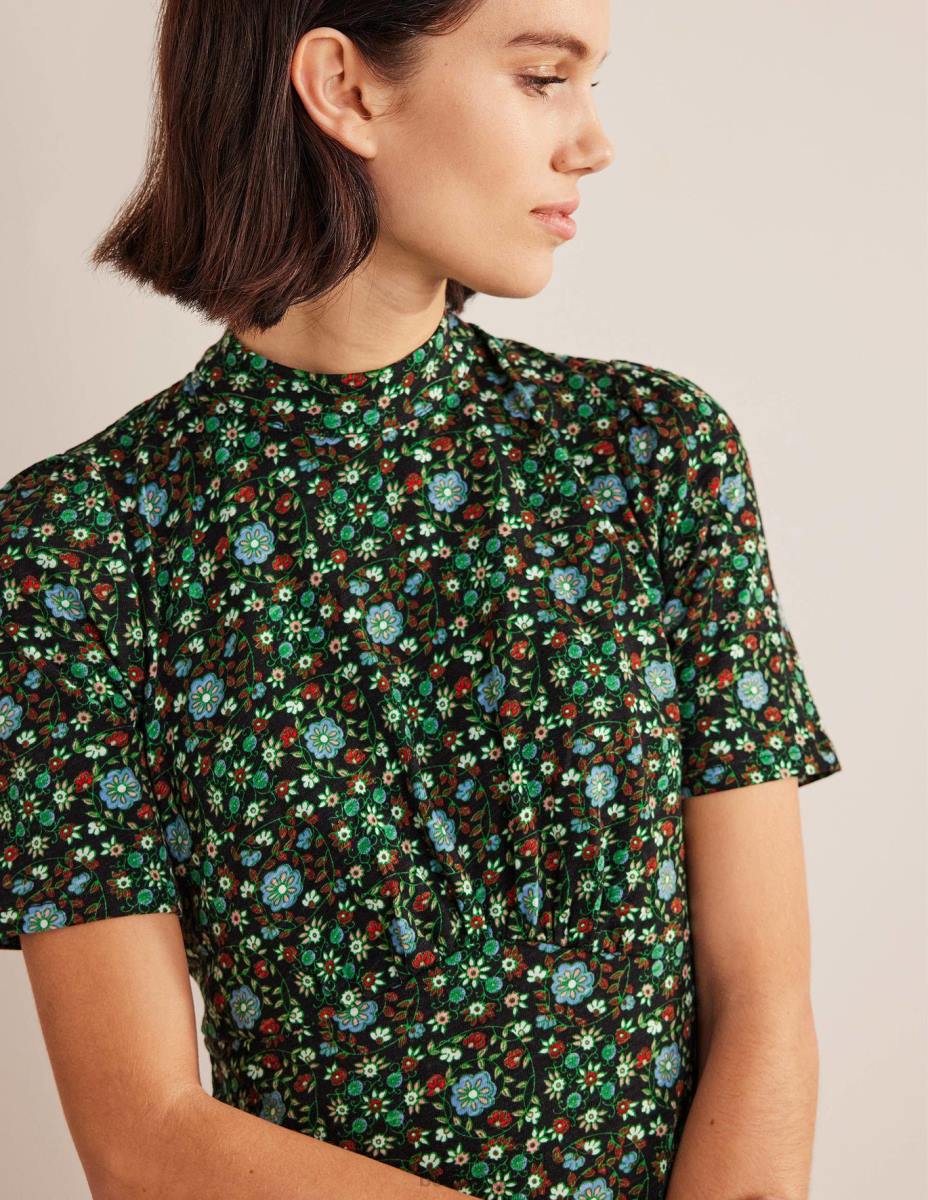 облекло Boden мини рокля от трико черна и гардения вихър Жени LL681403