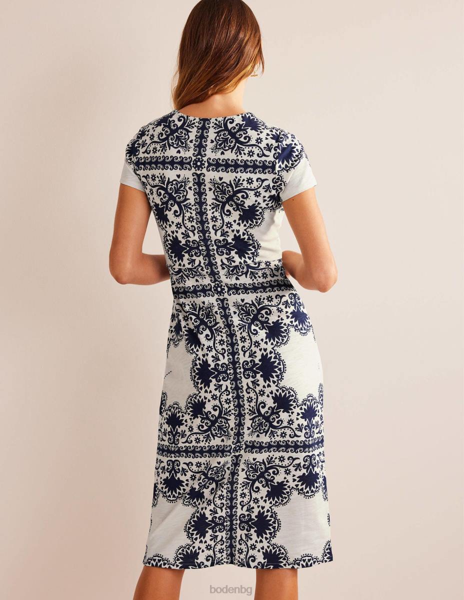 облекло Boden миди рокля от трико флот и поставяне на цветя Жени LL681405