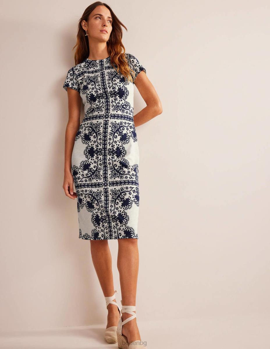 облекло Boden миди рокля от трико флот и поставяне на цветя Жени LL681405