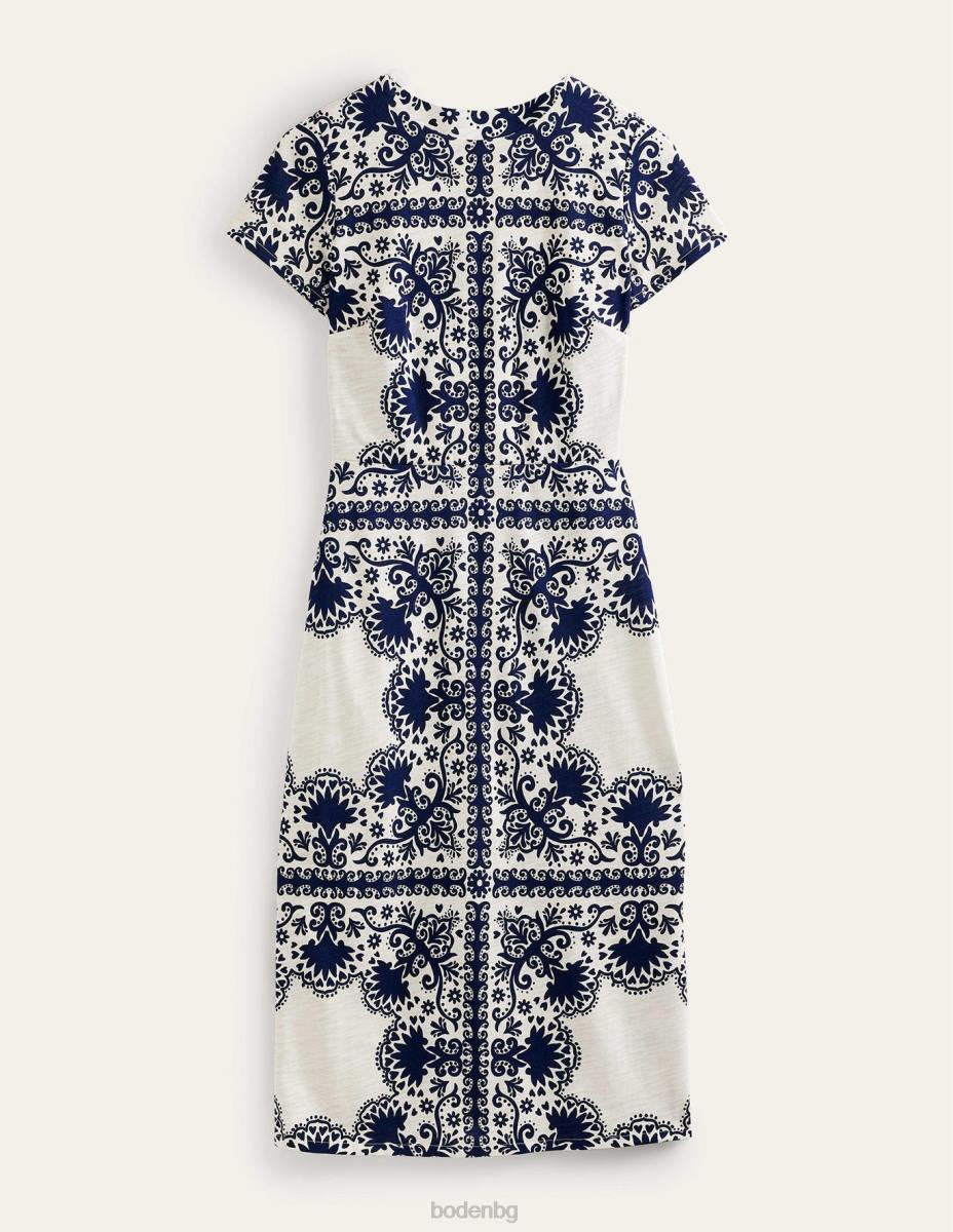 облекло Boden миди рокля от трико флот и поставяне на цветя Жени LL681405