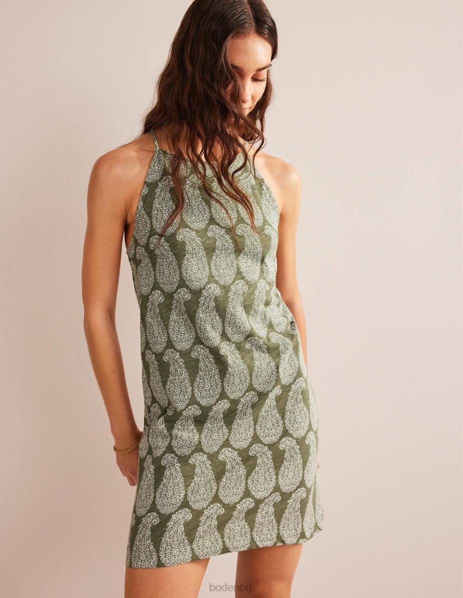 облекло Boden мини рокля от трико със състезателно деколте смърч и сладък пейсли Жени LL681448