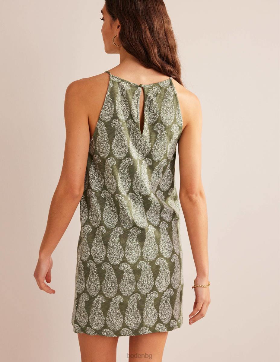 облекло Boden мини рокля от трико със състезателно деколте смърч и сладък пейсли Жени LL681448