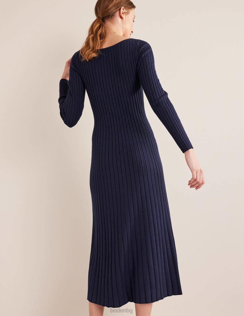 облекло Boden плетена миди рокля с широко деколте военноморски флот Жени LL681478