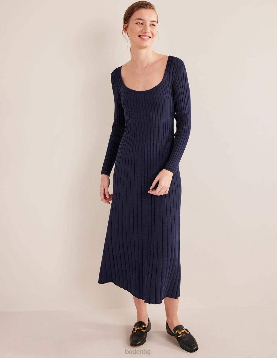 облекло Boden плетена миди рокля с широко деколте военноморски флот Жени LL681478