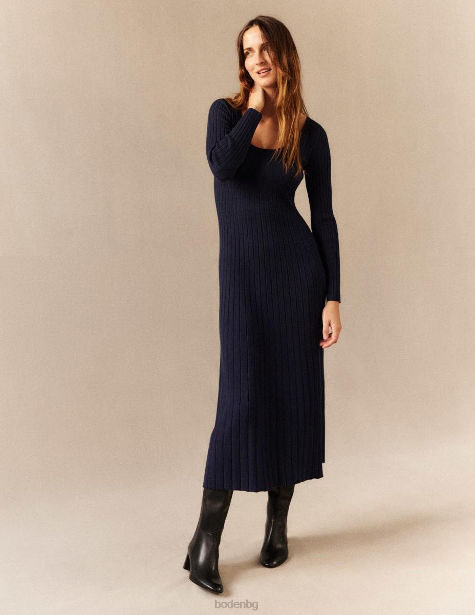 облекло Boden плетена миди рокля с широко деколте военноморски флот Жени LL681478